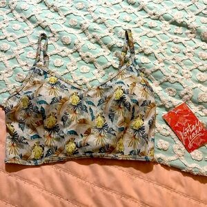 KORTNI JEANE Swim Top “palm bananas” Sz S - NWT